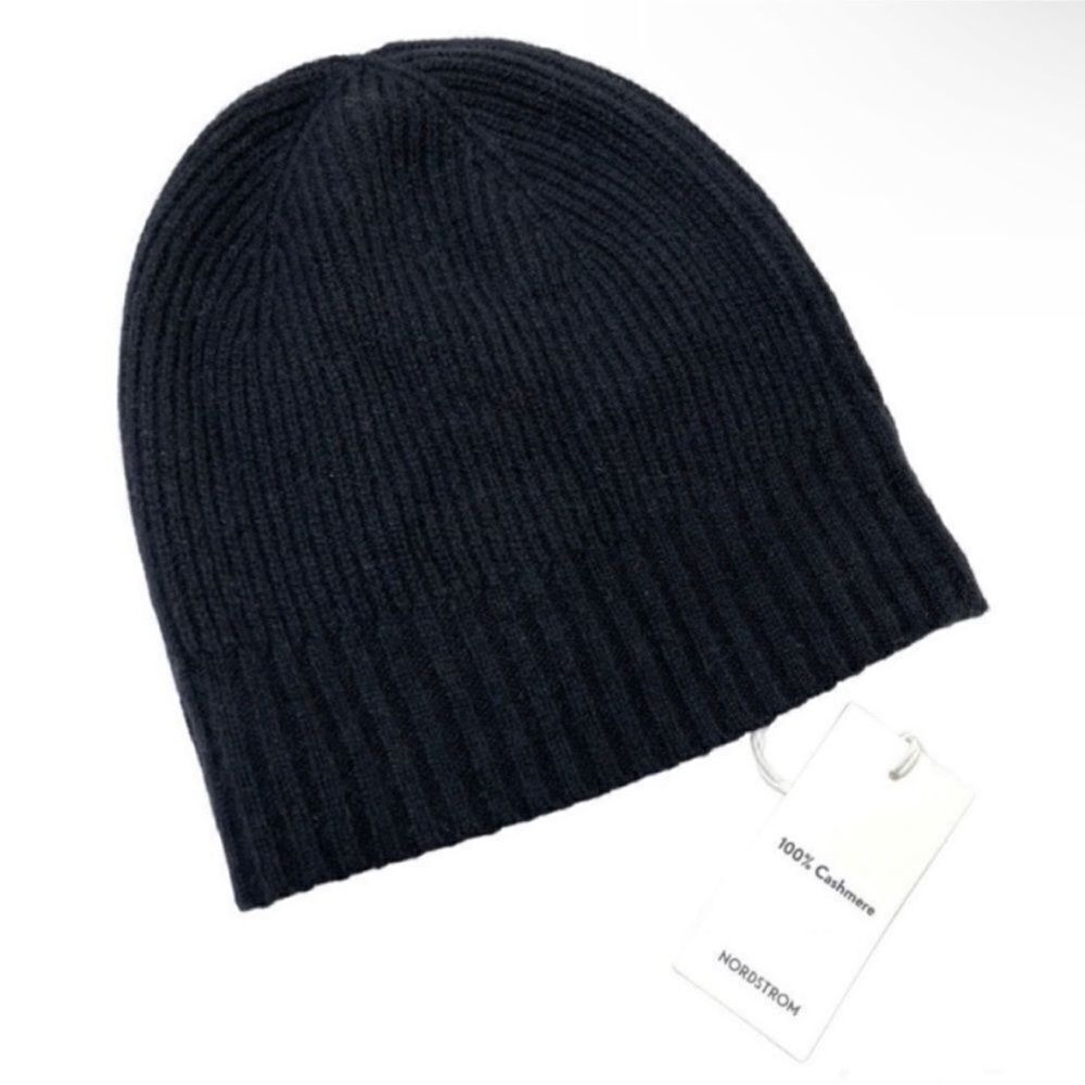 NWT Nordstrom Cashmere Beanie Black - Picture 5 of 10